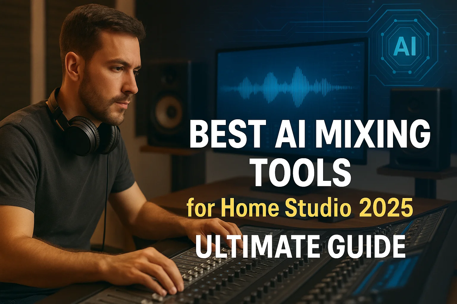 he image Best AI Mixing Tools for Home Studio 2025 – Ultimate Guide als add th enprint of ia tools